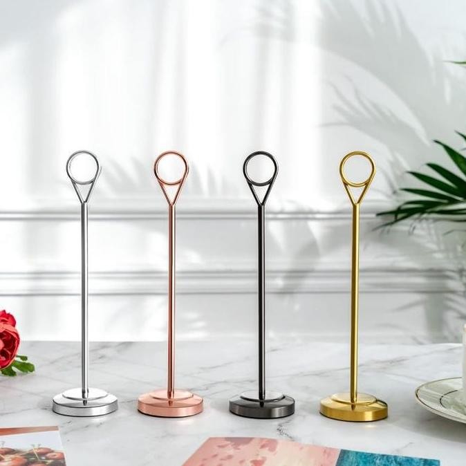 

25Cm Tiang Nomor Meja Stainless Steel Table Number Stand Tatakan Holder Foto Price Tag Co