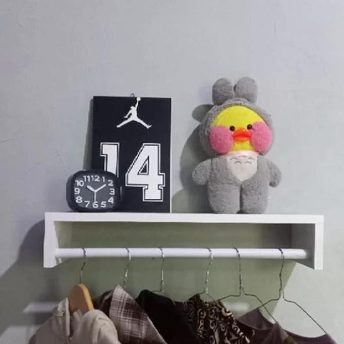 Rak Gantung Baju, Rak Dinding Baju Minimalis,Rak Gantungan Hanger Baju Kayu, Rak Dinding Holder Serb