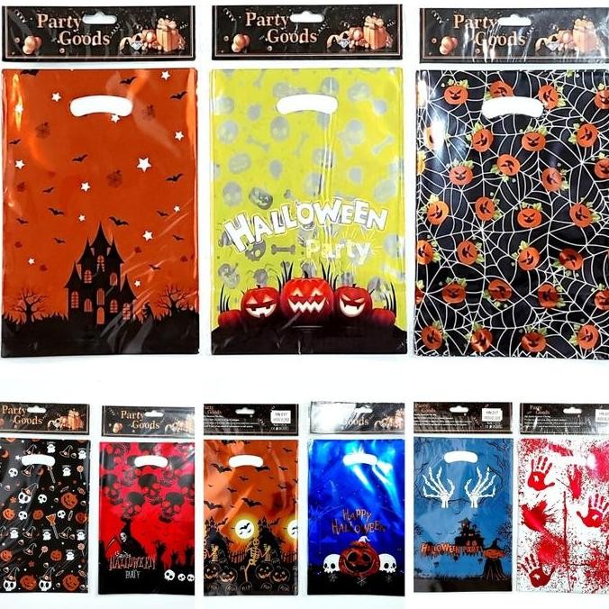 

''Terlaris" Kantong Plastik Souvenir Halloween Isi 10 Kantong Metalik Tas Kado Sovenir Pesta Haloween Party Goodie Bag Murah Grosir Murah