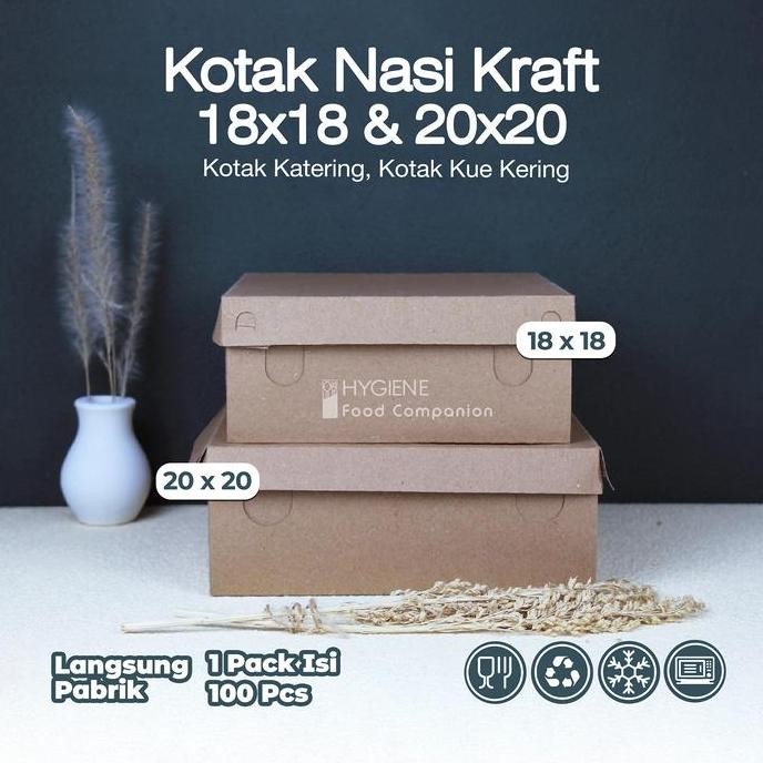 

Box Nasi Kraft 18X18 & 20X20 Dus Catering / Mika Sekat / Kotak Kue (Per Pack) Co