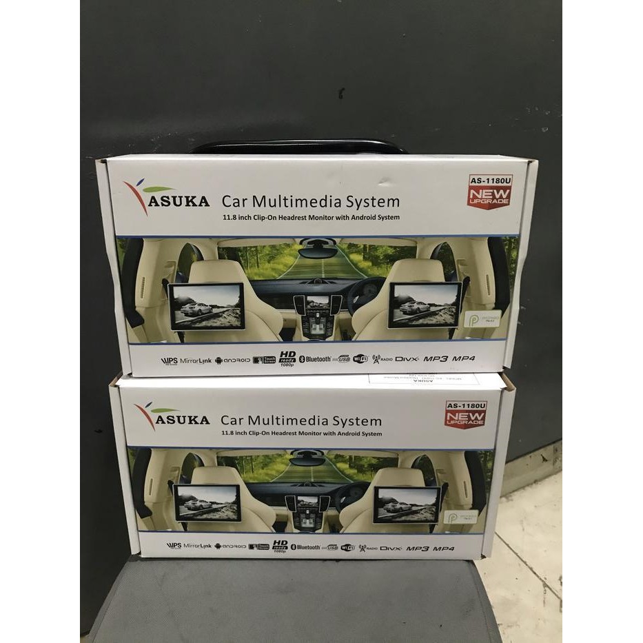 PROMO TV HEADREST ASUKA AS 1180 U 11,8 INCH CLIP ON ANDROID GARANSI RESMI