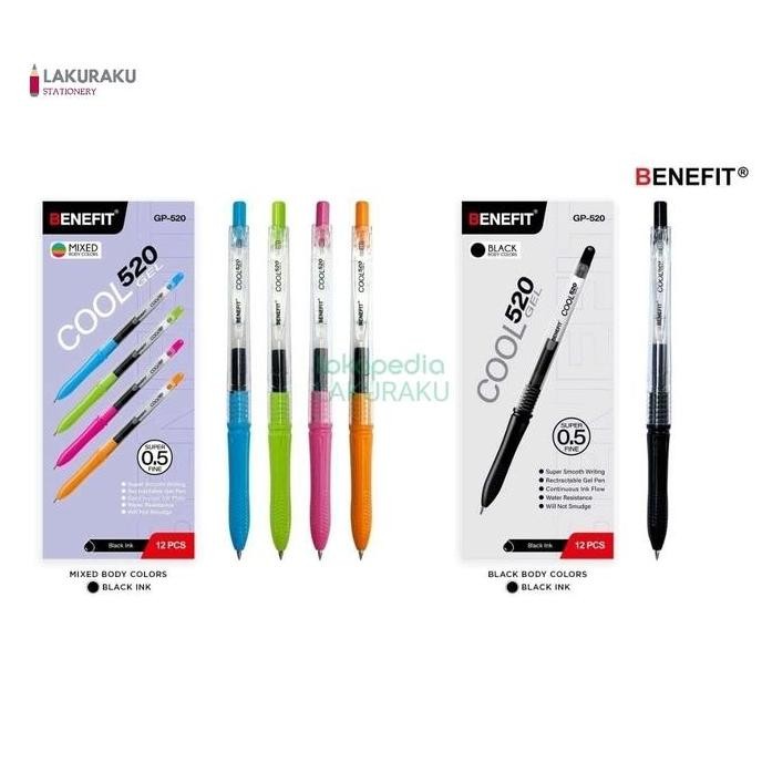 

TERBARU! BENEFIT COOL GP-520 0.5MM SUPER FINE KOKORO GEL PEN PER 1 PAK 12 PCS