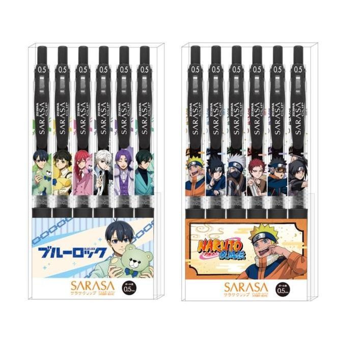 

PROMO! Zebra Sarasa Blue Lock Naruto Anime Set of 6 Gel Ink Pen 0.5mm Pulpen Limited Edition