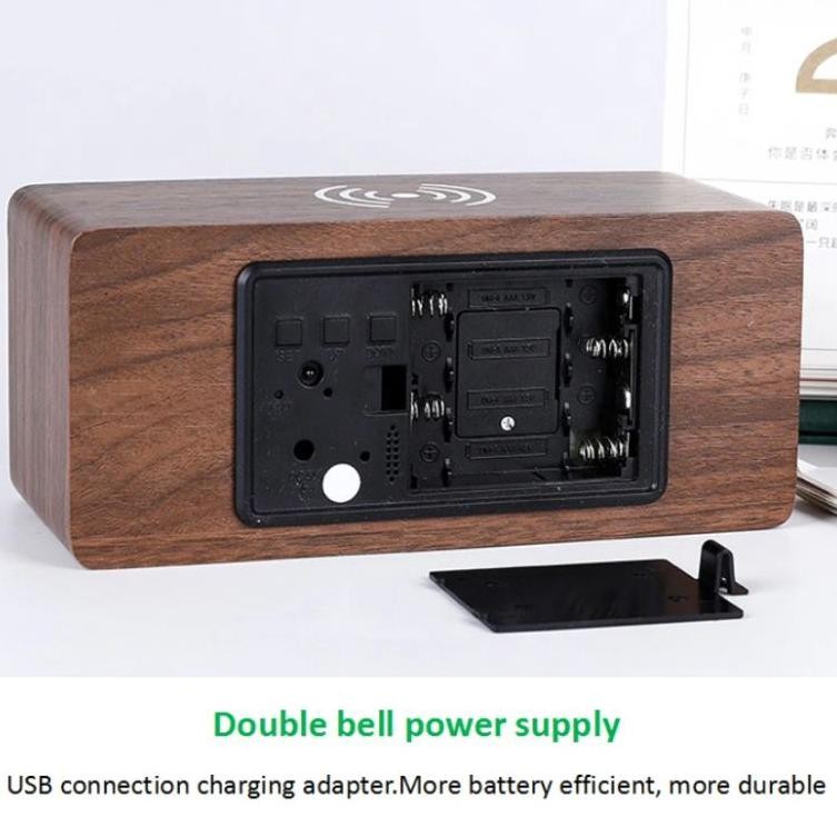 Spesial  Jd-06 Jam Digital Kayu Led Weker Fitur Wireless Charging Wooded Alarm Led Clock Waker Suhu 