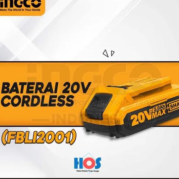 Open DS] Baterai Battery Cordless Lithium Ion Pack Ingco 20 V 2.0 Ah FBLI2001