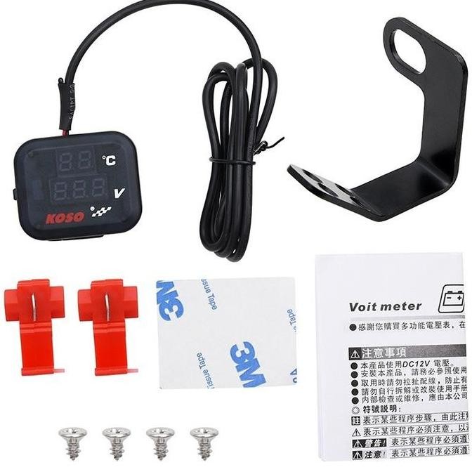 Voltmeter Koso 3 In 1 Usb Charger Universal Semua Motor Anti Air Original Termometer Digital Jam Suh