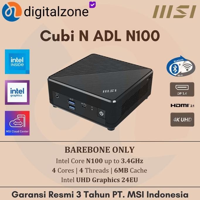 Mini Pc Msi Cubi N Adl Intel N100 - Mini Pc Msi Cubi N100 Resmi New Stok