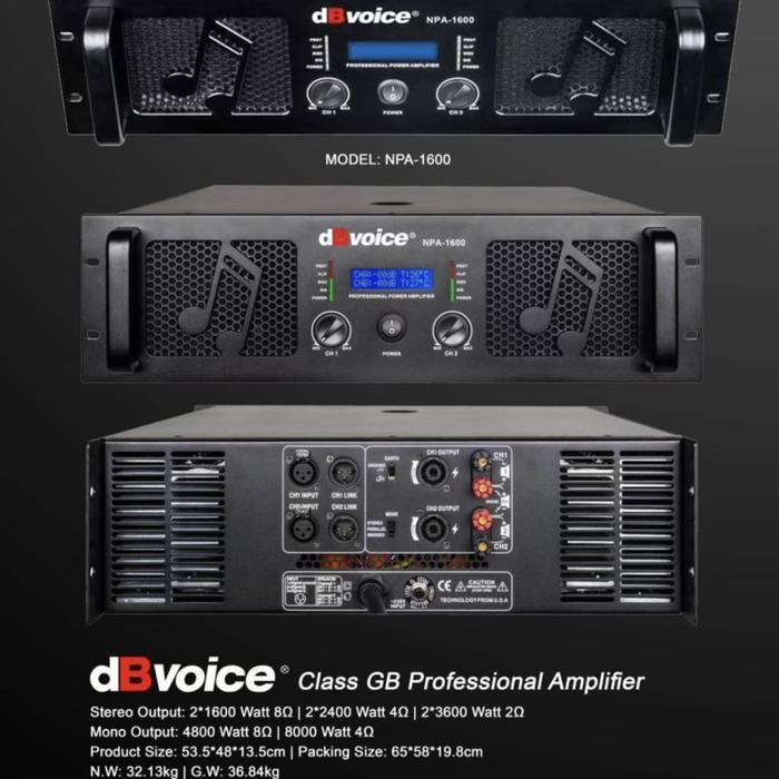 Power Db Voice Npa 1600 Original Amplifier Dbvoice Npa1600 Class Gb Original Dan Terpercaya