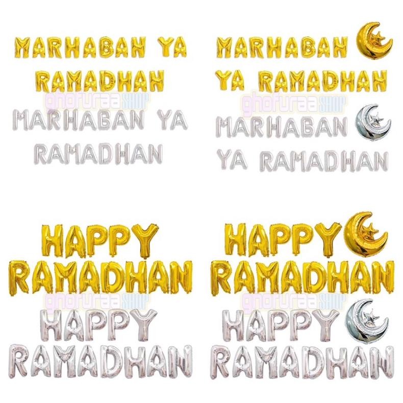 Salt Paket Dekorasi Ramadhan Kode 2 Balon Set Foil Huruf Tulisan Marhaban Ya Ramadhan Kareem Happy R