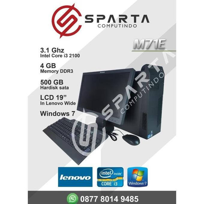 Komputer Lenovo Tower Core I3 2100 Lcd 19 In Fulset New Stok