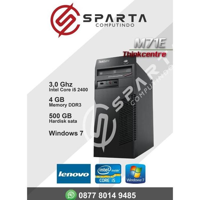 Cpu Lenovo Thinkcentre Tower M71E Core I5 - 2400 Build Up Mulus Bergar New Stok