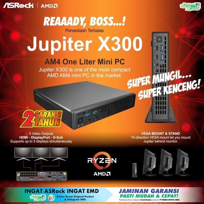 Mini Pc Amd Asrock Jupiter X300 Am4 -Barebone Amd Mini Pc Jupiter X300 New Stok