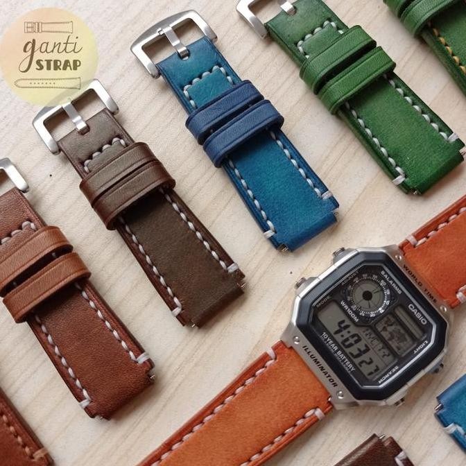 baru Tali Jam Tangan Kulit Casio AE-1200WH AE-1200WHD Handmade Strap Watch