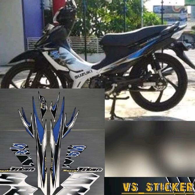 STRIPING LIST STANDART MOTOR SUZUKI SMASH TITAN SR 2010 MERAH BIRU HITAM Motorcycle