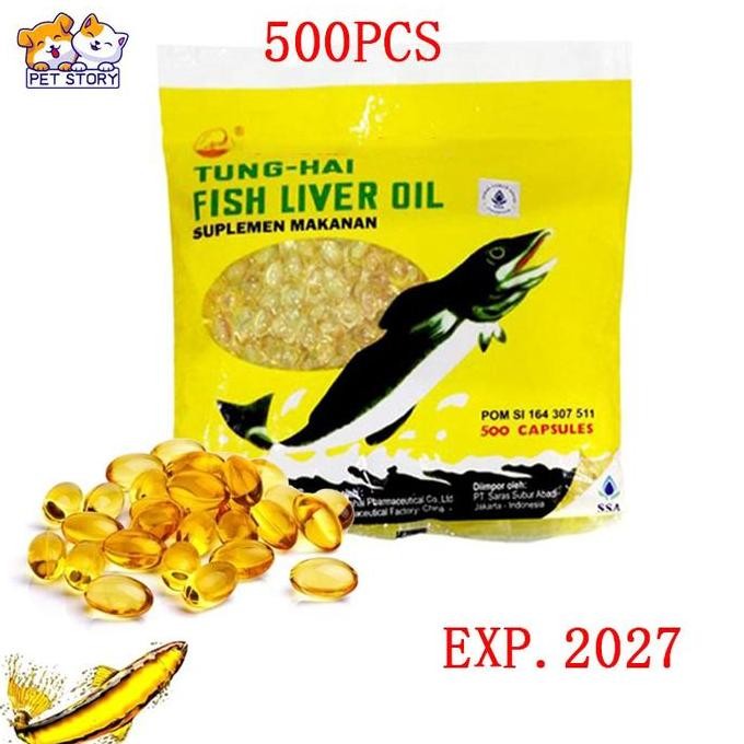 Tung Hai Fish Liver Oil - Minyak Ikan - 500pcs / Minyak Ikan untuk Kucing Ayam atau Beternak Ayam