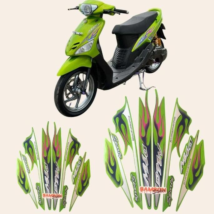 Stiker Striping Motor Yamaha Mio Sporty 2006 - Hijau Full Body - Motorcycle sticker mio sporty api