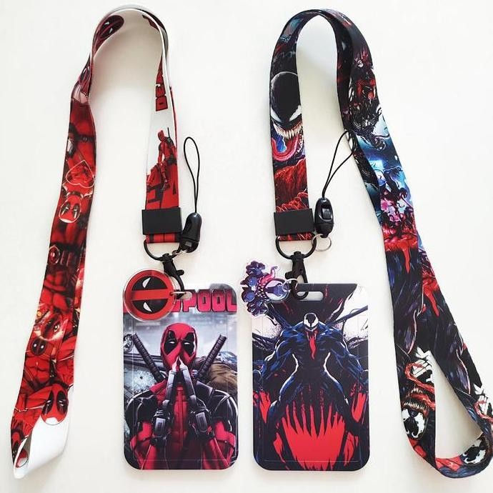 

READY ID Card Holder Name Tag Lanyard / Kalung Wadah Kartu Identitas Tapping Kereta E-money Marvel Venom Deadpool Superhero NEW