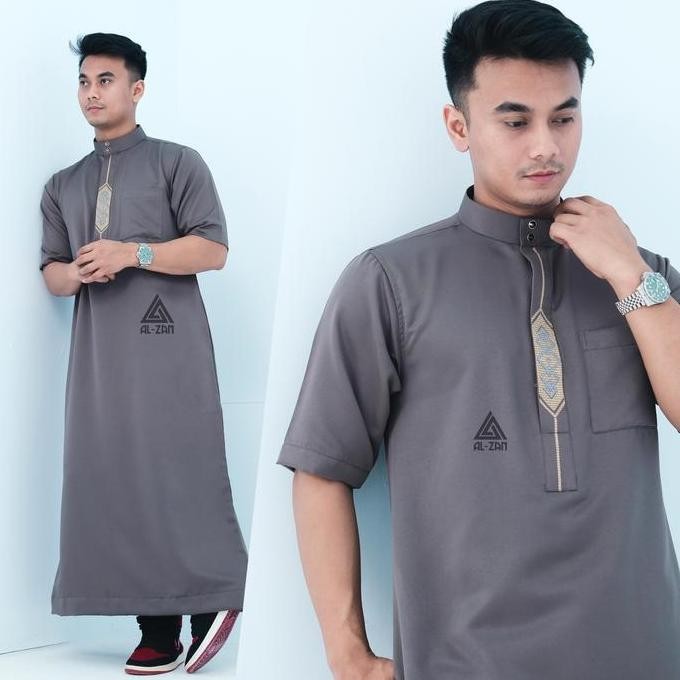 baru  jubah pria muslim reguler jubah gamis pria lengan pendek Bordir busana muslim baju jubah musli