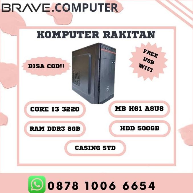 Cpu Rakitan I3 3220 Mb H61 New Asus 8Gb Hdd 500Gb Casing Psu New New Stok