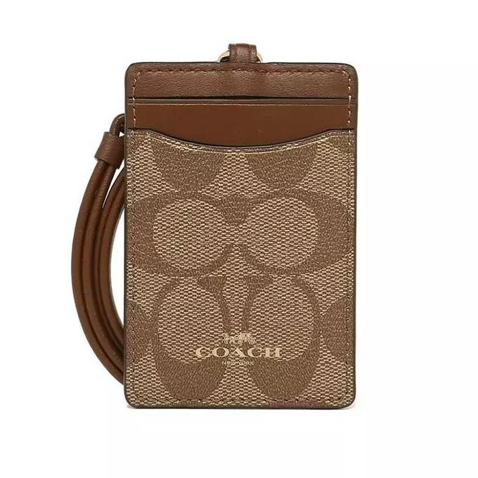 

NEW Cach ID Lanyard In Signature Canvas Khaki Saddle F63274