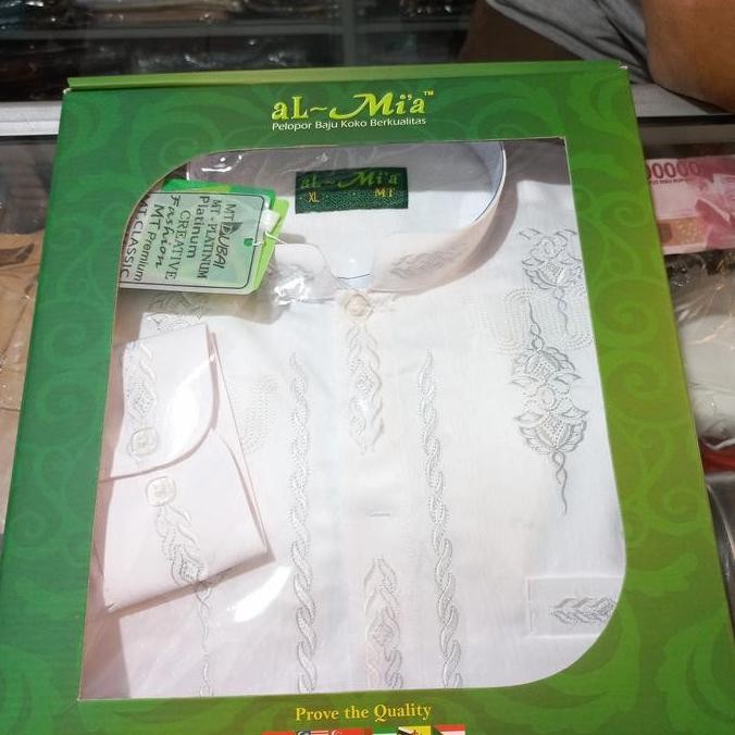 baru  BAJU KOKO AL-MIA PUTIH MT PLATINUM LENGAN PANJANG KANCING TANGAN