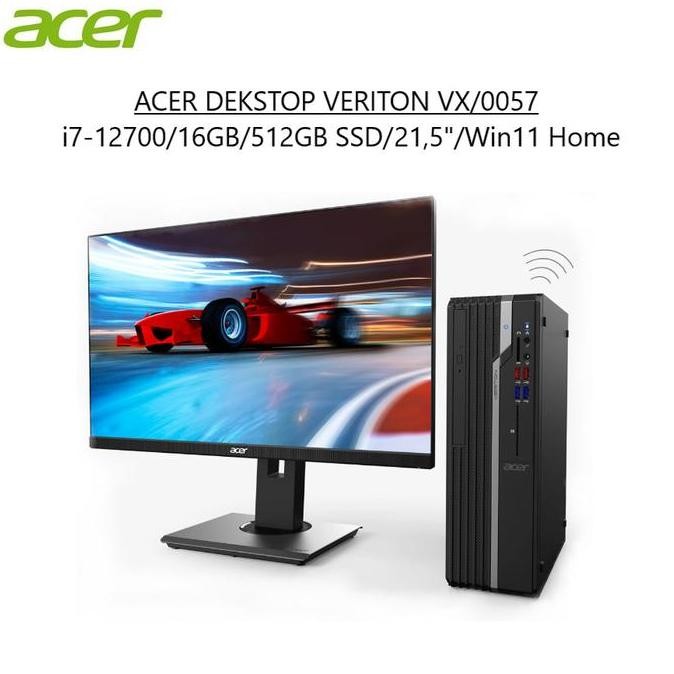 Acer Veriton X Vx/0057 Desktop - I7-12700/16Gb/512Gb/21,5"/Win11 Home New Stok