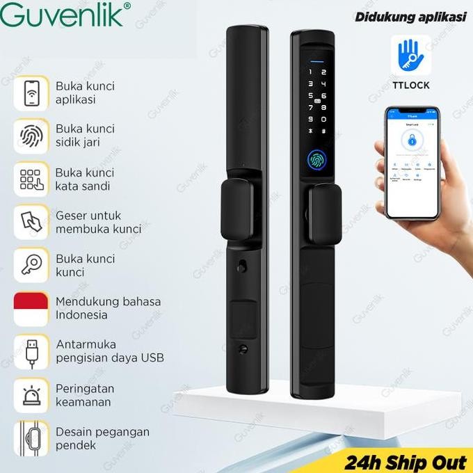 Smart Door Lock Ttlock Kunci Pintu Rumah Fingerprint Kunci Pintu Sliding Short Handle Kunci Pintu Di