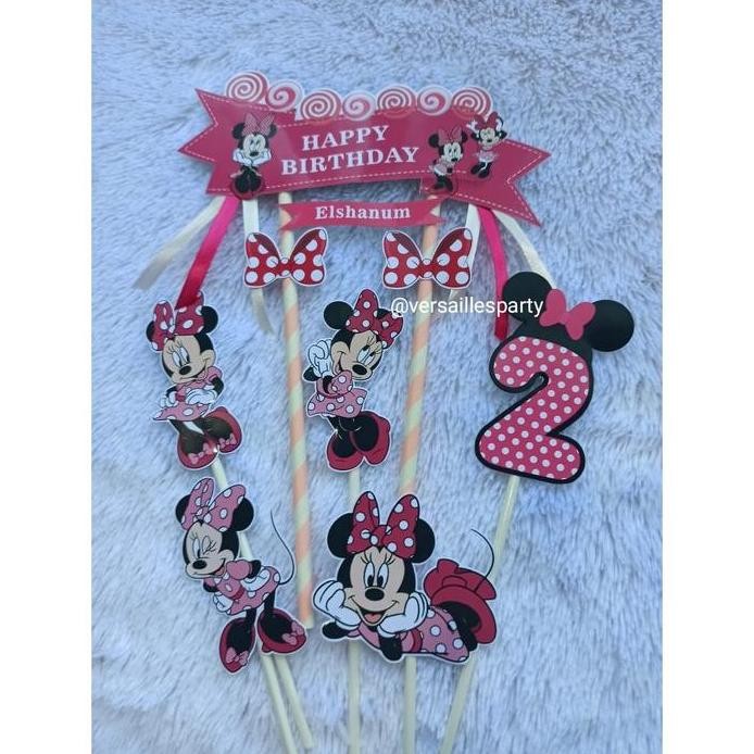 Cake Topper Minnie Mouse Pink/Topper Minnie Mouse/Hiasan Kue Minnie