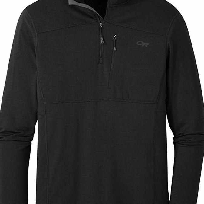Jaket Gunung Kaos Baselayer Outdoor Research Vigor Quarter Zip Black