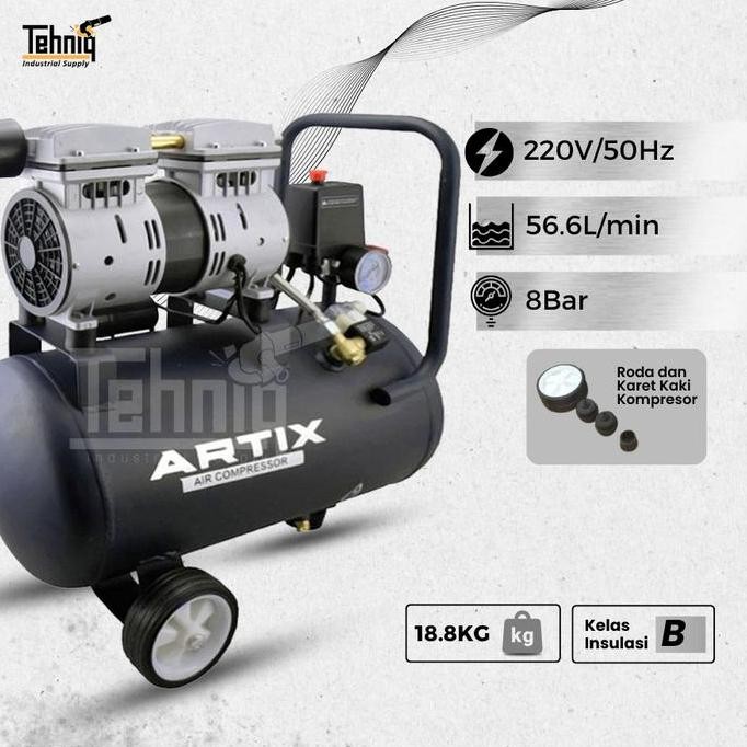 Kompresor Udara Listrik Tanpa Oli ARTIX Oilless OA 1024 1 HP 24 Liter