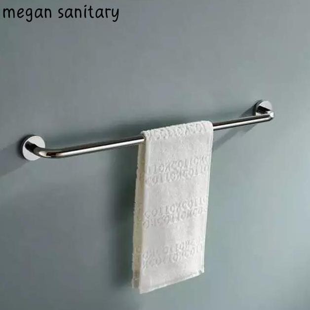Gantungan handuk stainless panjang 80 cm tebel kilap