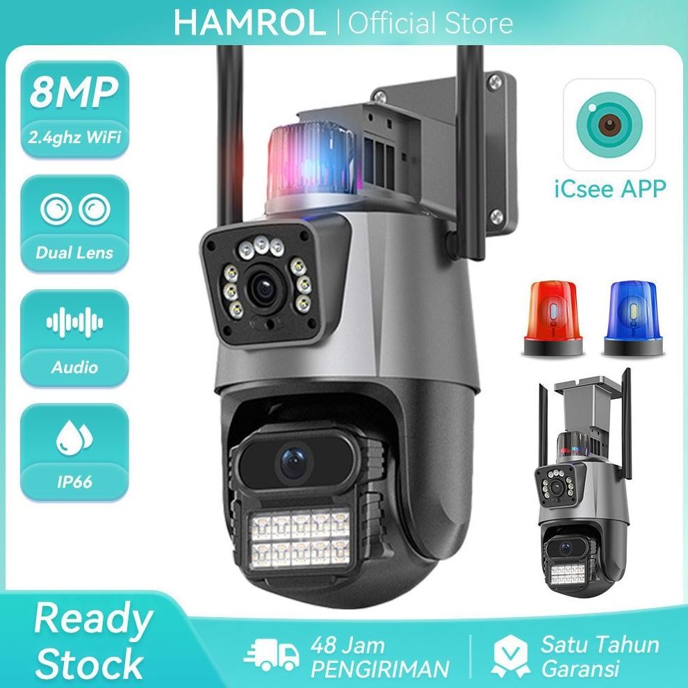 NEW Hamrol 8MP PTZ Kamera IP WiFi Dual Lens Dual Screen Outdoor Auto Tracking CCTV Security Camera I