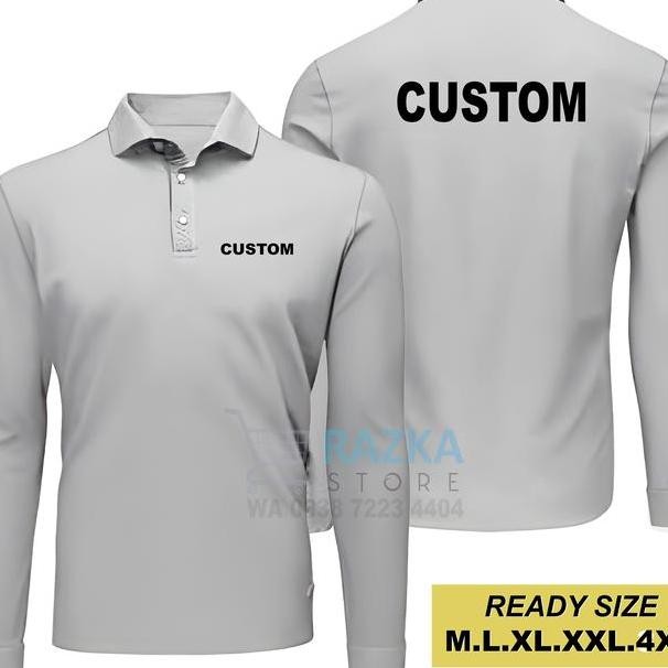 Kaos Custom Logo Dan Nama Sablon Kaos Kerah Polo Lengan Panjang