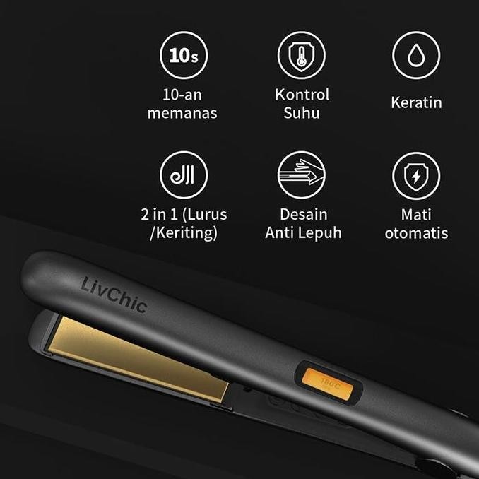 LivChic 2IN1 Catok Rambut untuk Meluruskan dan Keriting Ringan Alat
