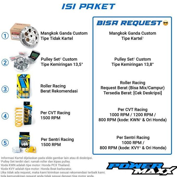 Paket Full Upgrade Kirian Cvt Mio J M3 Smile Soul Z S Gear Gt 115 125 Karburator Karbu Fi Racing - P