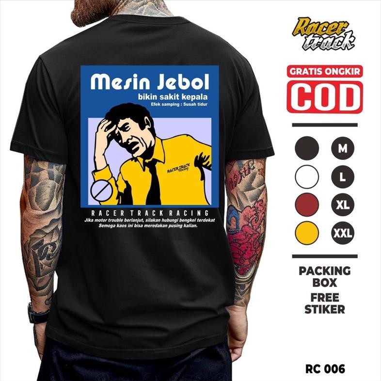 Promo Kaos Mesin Jebol Pria Lengan Pendek Baju Atasan Mesin Jebol Distro Original Unisex