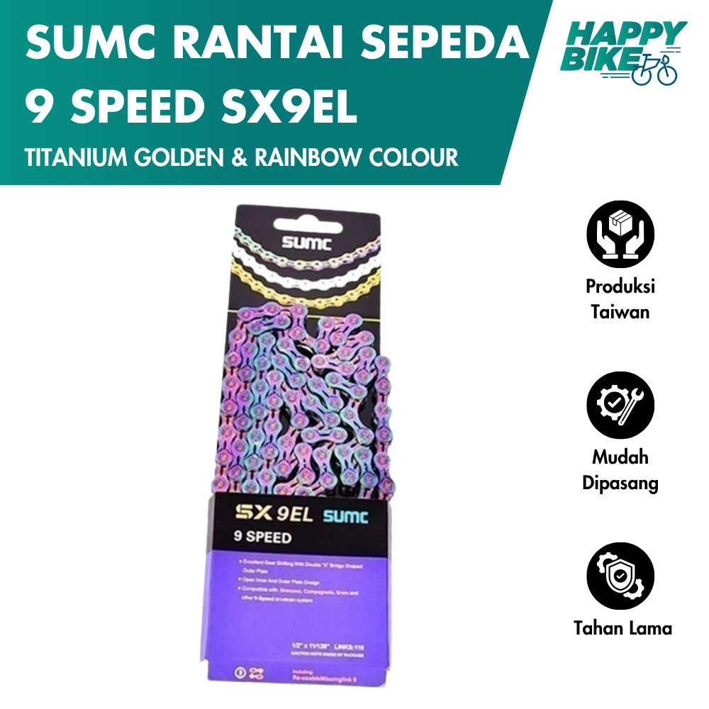Rantai Sepeda Warna Pelangi SUMC Rainbow Bicycle Ring 9 10 11 12 EL  Speed MTB Road Bike Sepeda Lipa