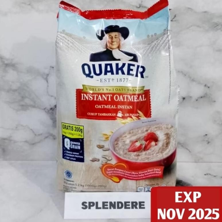 

QUAKER INSTANT OATMEAL 1200 GR EXP TERBARU / QUAKER INSTANT OATMEAL 1.2 KG