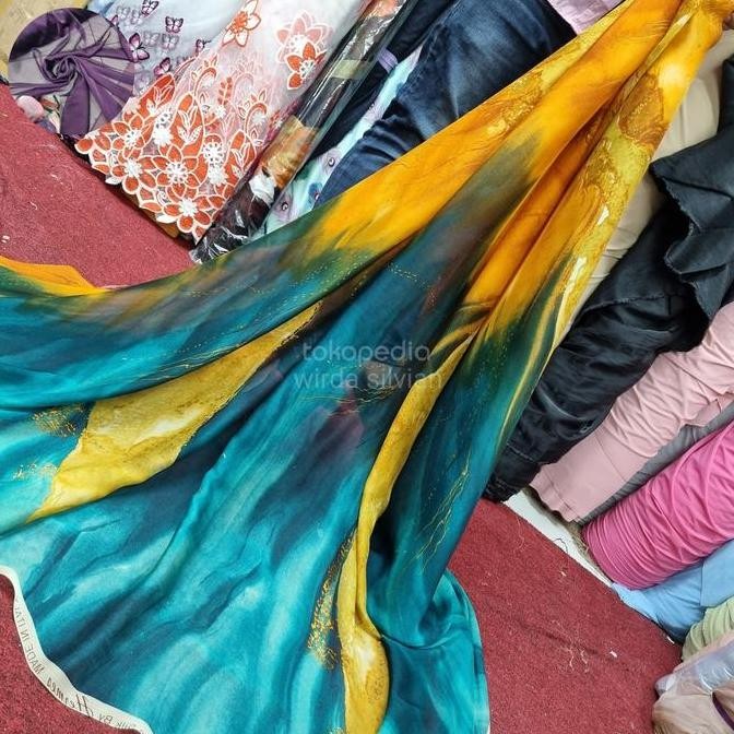 Kain Sifon Motif Bahan Chiffon Silk 100% Pure Silk