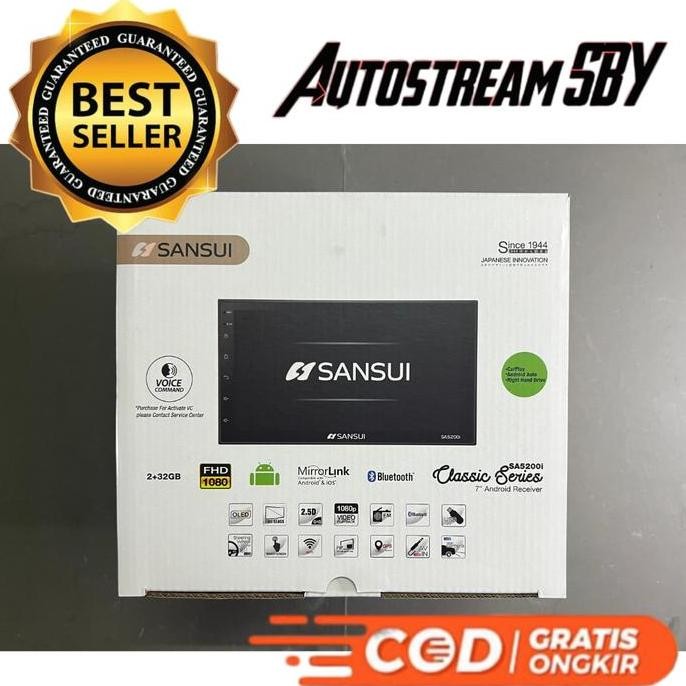 BEBAS ONGKIR - Head Unit Android 7 Inch Sansui Classic Series RAM 2/32GB | Android Mobil, Head Unit 