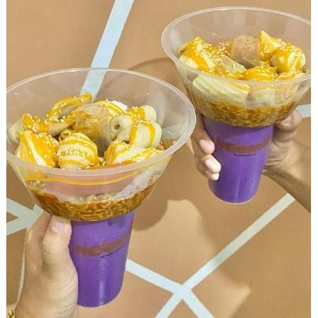 Snack Tray Cup Minum + Makan Ukuran 380Ml 400Ml 500Ml 700Ml Cup Minum Kekinian Cup Injection Cup Pp 