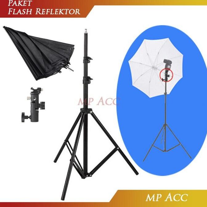 NEW Paket Tripod Hot Shoe Adapter Stand Payung Reflektor Flash Kamera