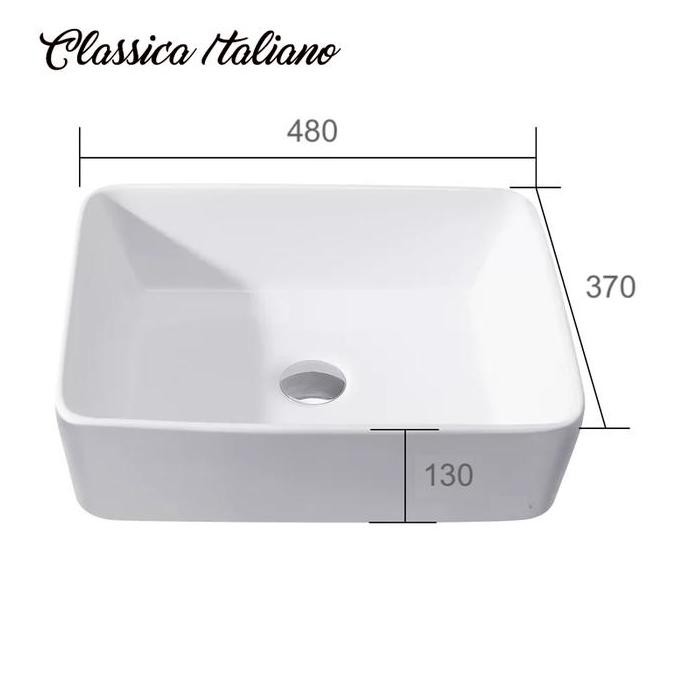 Wastafel cuci tangan keramik mewah modern kotak super white