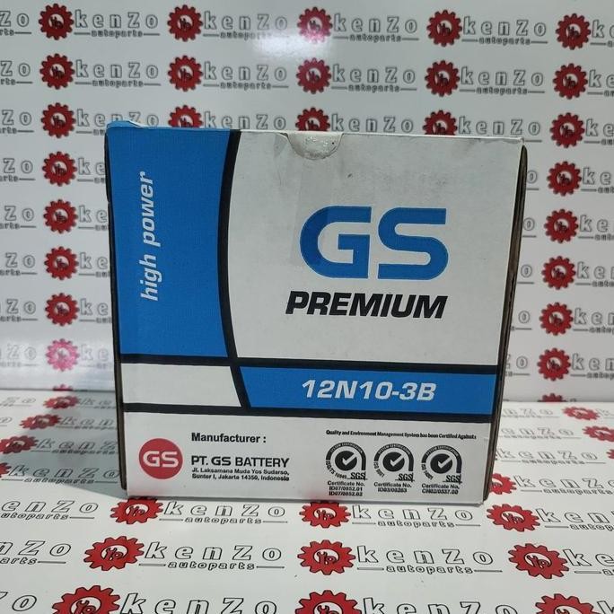 Aki Motor Gs Astra Premium 12N10-3B Basah 12V 10Ah