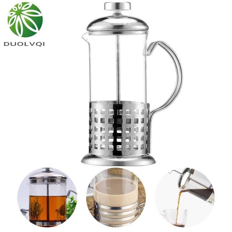 DUOLVQI French Press Coffee Maker Glass Stainless Steel - Nikmati Kopi Lebih Nikmat, Lihat Proses Se