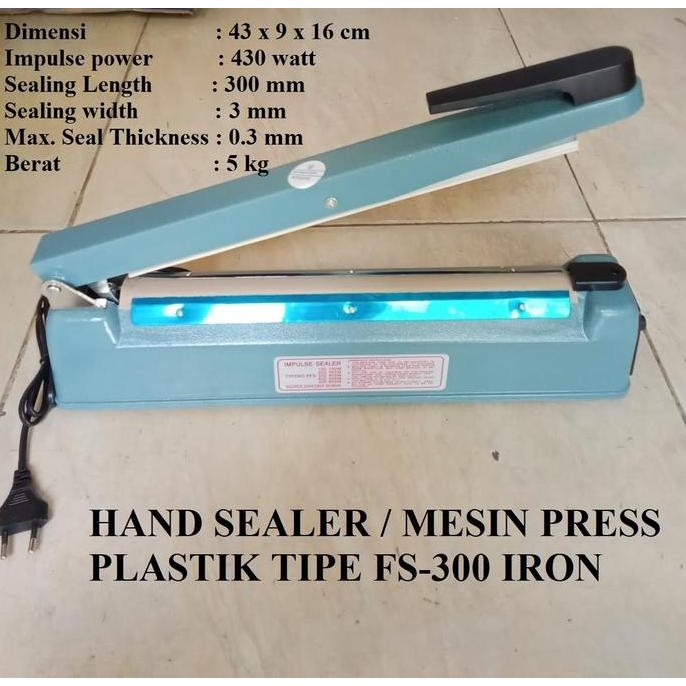 BEBAS ONGKIR - Hand Sealer / Mesin Press Plastik TIPE FS-300 / FS 300 / FS300 Iron