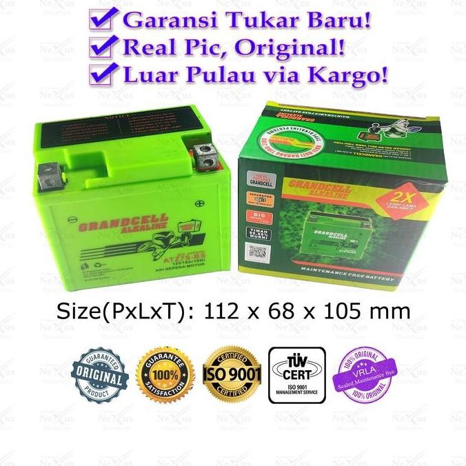 Aki Motor Alkaline Atz7S-Bs Gtz7S Ytz6V / 12V 7A Vario Cbr Satria Fu