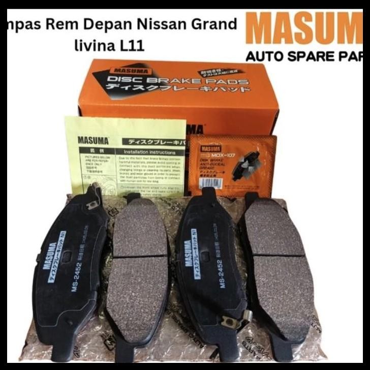 GRATIS ONGKIR KAMPAS REM DEPAN GRAND LIVINA L11 2014-2018 MASUMA JAPAN BRAKE PAD FRONT 
