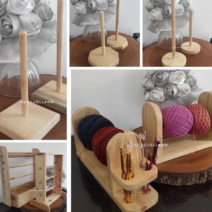 

Terlaris Yarn Holder Stand | Benang Hakpen Kayu | Ribbon Wood Holder | Tempat