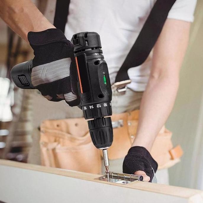 Mesin 2 Speed Bor Baterai Tangan / Cordless Drill Battery 2 Battery Cordless Bor Listrik